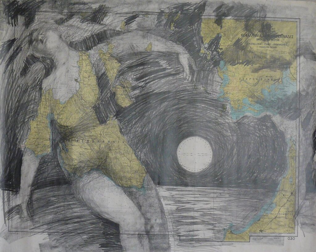 80X110, lead pencil on navy map 2010